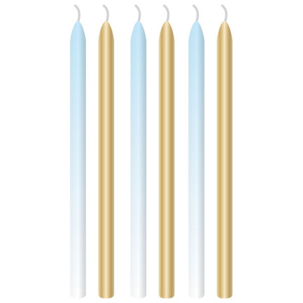Obrázek z Dortové svíčky Ombre - modré 12 cm - 6 ks 