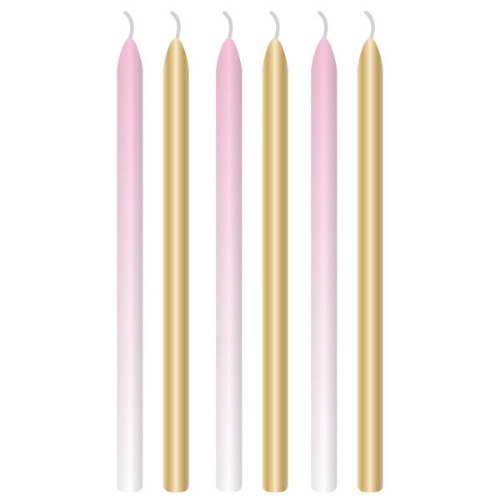 Levně Dortové svíčky Ombre - růžové 12 cm - 6 ks