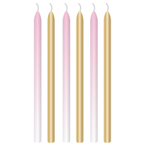 Dortové svíčky Ombre - růžové 12 cm - 6 ks