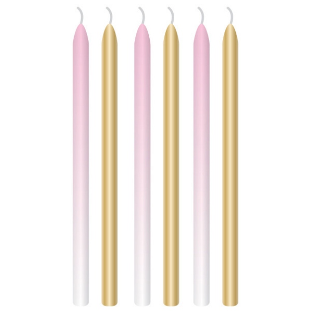 Obrázek z Dortové svíčky Ombre - růžové 12 cm - 6 ks 