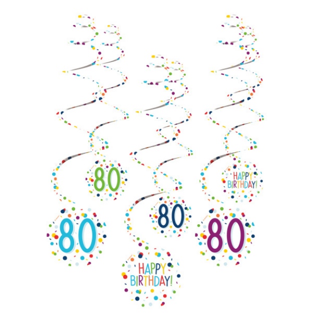 Obrázek z Závěsné spirály Rainbow Confetti - číslo 80 - 6 ks 