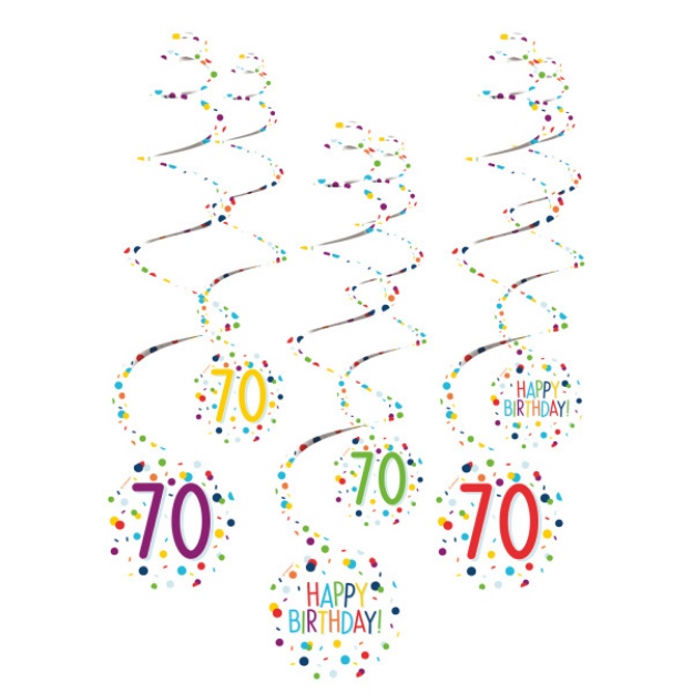 Obrázek z Závěsné spirály Rainbow Confetti - číslo 70 - 6 ks 