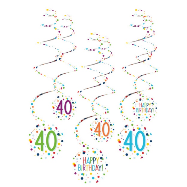 Obrázek z Závěsné spirály Rainbow Confetti - číslo 40 - 6 ks 