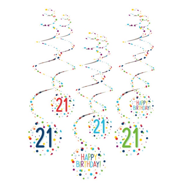 Obrázek z Závěsné spirály Rainbow Confetti - číslo 21 - 6 ks 
