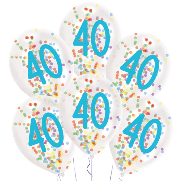 Obrázok z Latexové balóniky Rainbow Confetti - číslo 40 - 6 ks