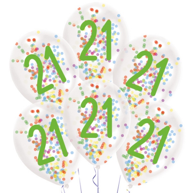 Obrázok z Latexové balóniky Rainbow Confetti - číslo 21 - 6 ks