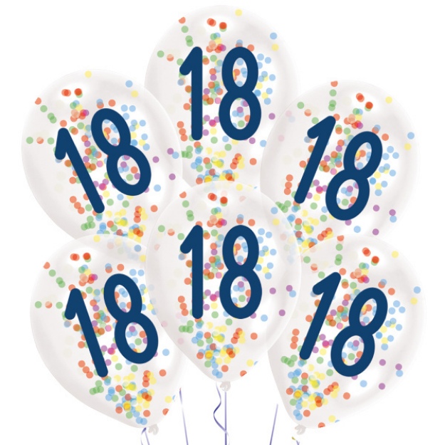Obrázok z Latexové balóniky Rainbow Confetti - číslo 18 - 6 ks