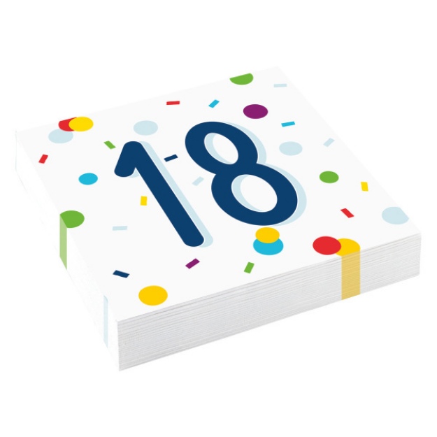 Obrázok z Papierové obrúsky Rainbow Confetti - Happy Birthday 18 - 20 ks
