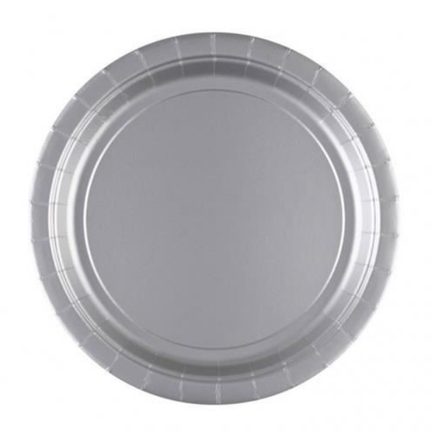 Obrázek z EKO Papírové talíře stříbrné 23 cm - 8 ks 