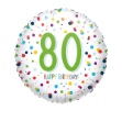 Obrázek Foliový balonek Rainbow Confetti - Happy Birthday 80 - 43 cm