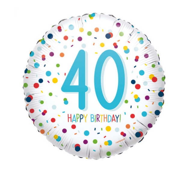 Obrázok z Fóliový balónik Rainbow Confetti - Happy Birthday 40 - 43 cm