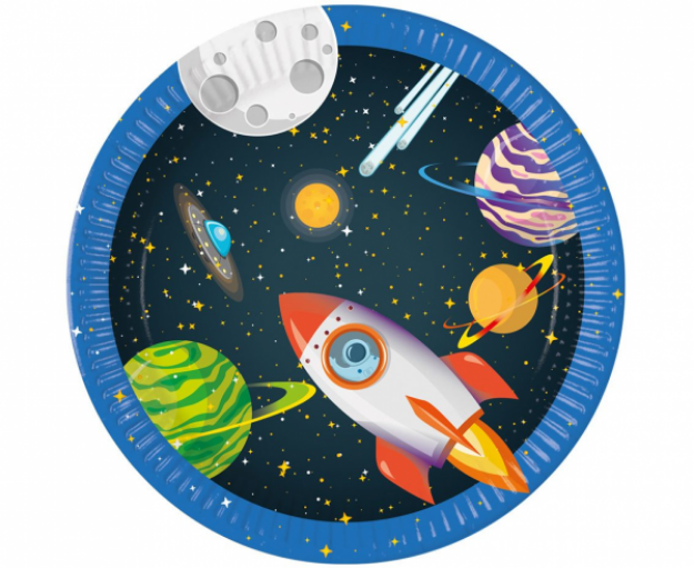 Obrázek z EKO Papírové talíře Vesmír - Rocket Space 23 cm - 8 ks 