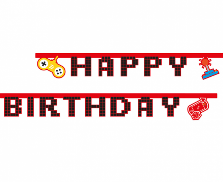 Obrázek Narozeninový nápis Game party - Happy Birthday