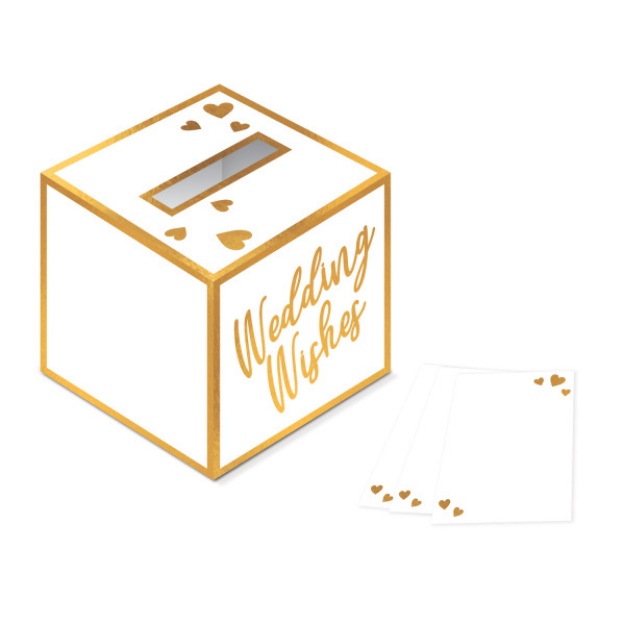 Obrázek z Papírová truhlice na přání bílá - Wedding Wishes 25 cm 