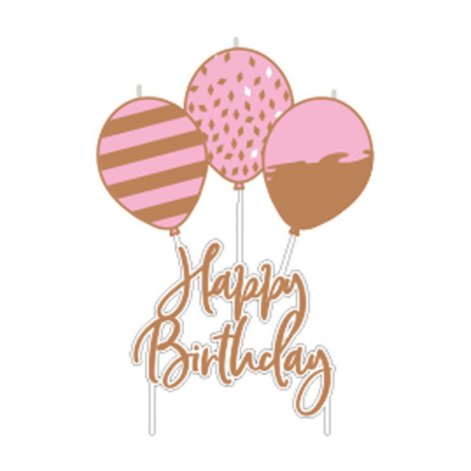 Dortová svíčka Pink rosegold - Happy Birthday 12 cm