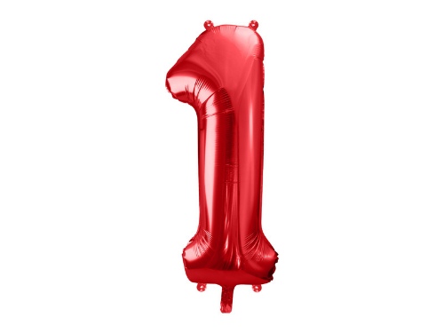 Levně Foliová číslice - Červená 1 - 86 cm