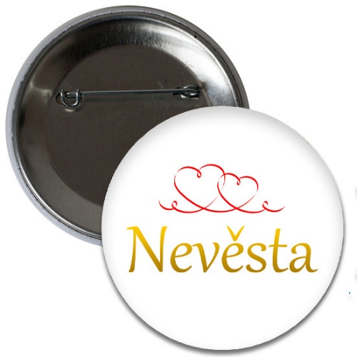 Placka Nevěsta - srdíčka 6 cm