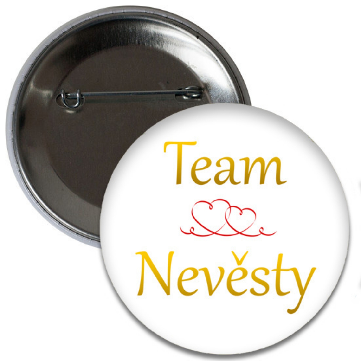Placka Team nevěsty - srdíčka 6 cm