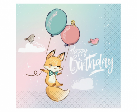 Obrázek Papírové ubrousky pastel Animals Happy Birthday 20 ks