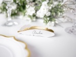 Obrázek z Jmenovky ke svatebnímu stolu peříčka bílo-zlatá 10 ks 