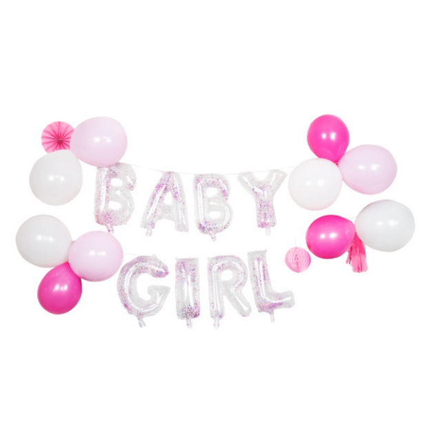 Obrázek z Dekorační balonková girlanda Baby Girl 23 ks 