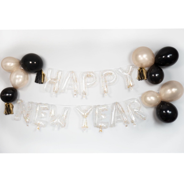 Obrázok z Dekoračná balóniková girlanda Happy New Year 30 ks