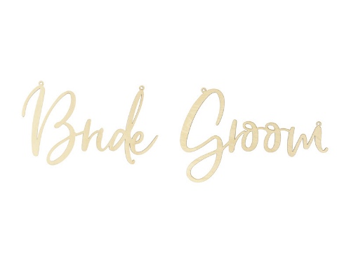 Levně Dekorace na židli dřevěná Bride Groom 2 ks