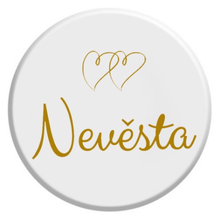 Obrázok z Placka Nevesta - zlatá 6cm