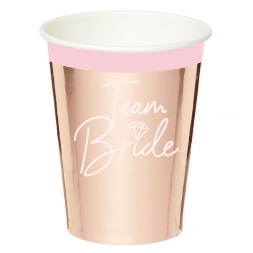 Levně Papírové kelímky Team Bride Rose gold - 220 ml