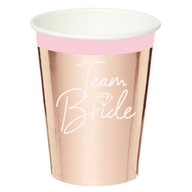 Obrázek z Papírové kelímky Team Bride Rose gold - 220 ml 