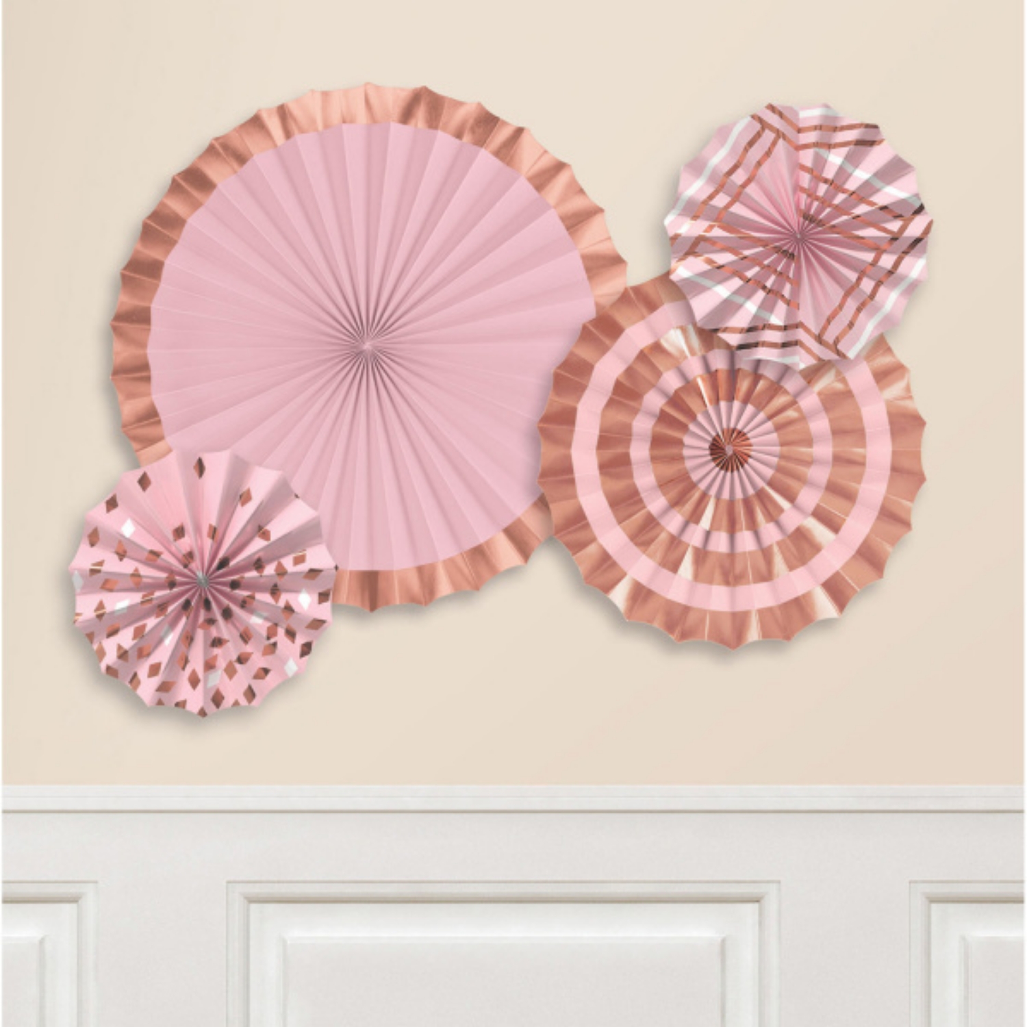 Levně Dekorační rozety - Rose Gold metalické - 4 ks