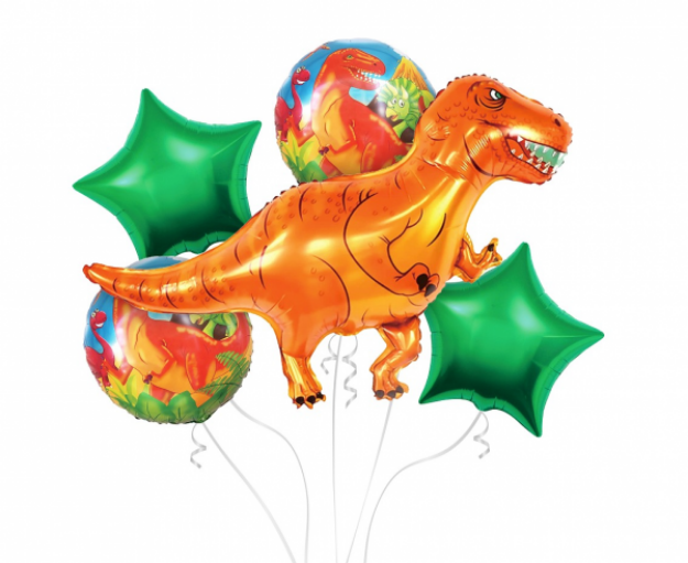 Obrázok z Sada fóliových balónikov Dino T-Rex - 5 ks