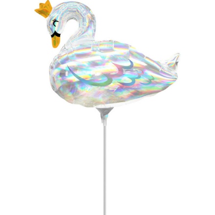 Obrázek Balónky na tyčku - Labuť holografický efekt 23 cm - 5 ks
