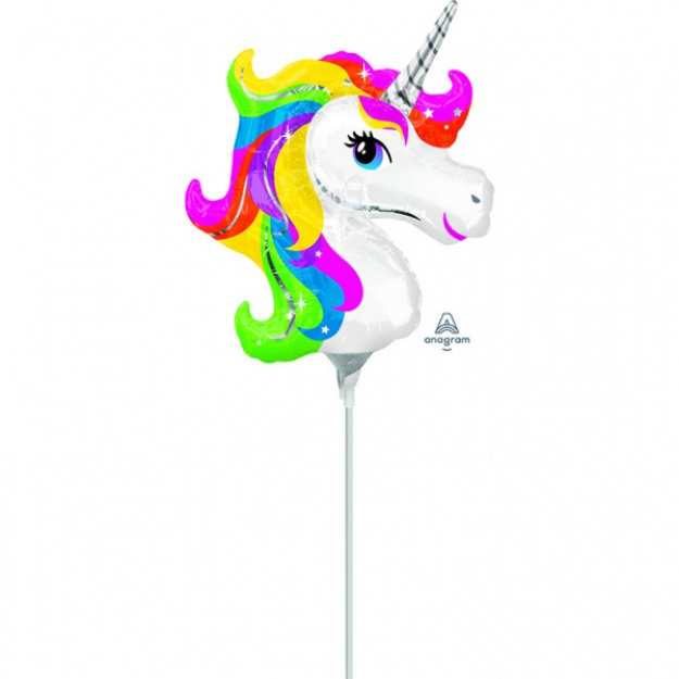 Obrázek z Balónky na tyčku - Rainbow Unicorn - Hlava 23 cm - 5 ks 