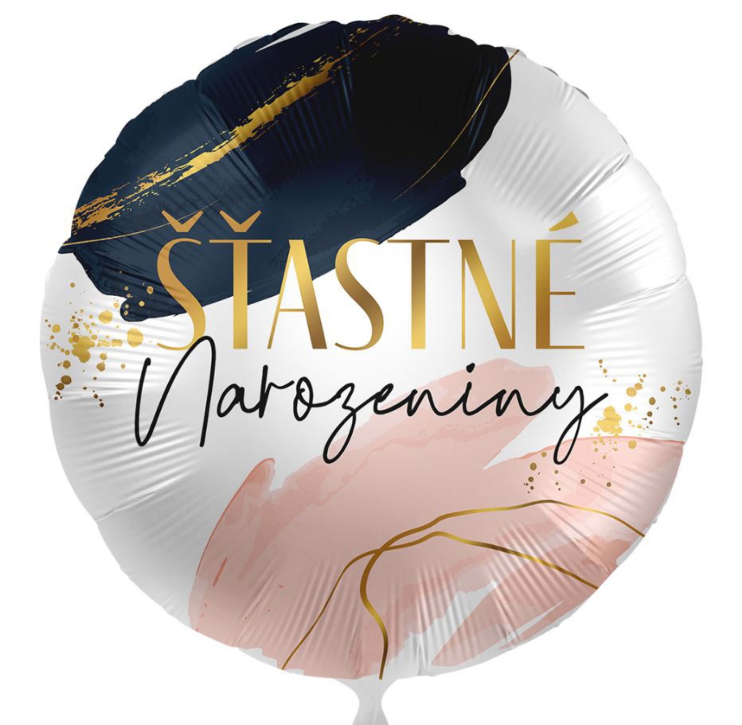 Foliový balonek Šťastné narozeniny - modro-růžový CZ - 43cm