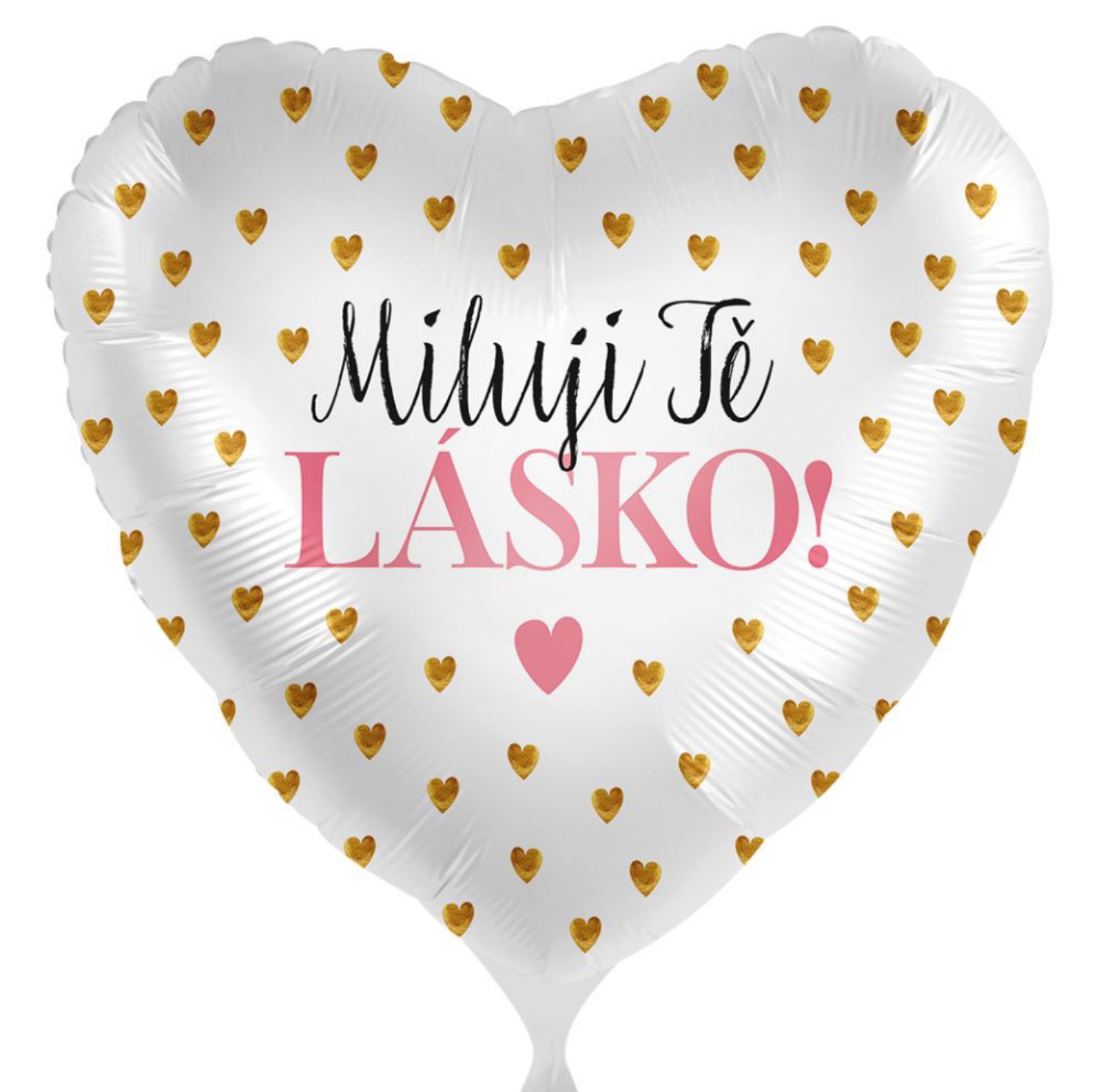 Foliový balonek Miluji tě lásko - zlatá srdíčka CZ - 43cm