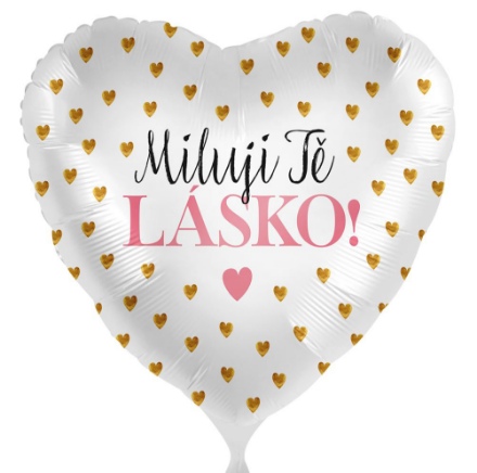 Picture of Foliový balonek Miluji tě lásko - zlatá srdíčka CZ - 43cm