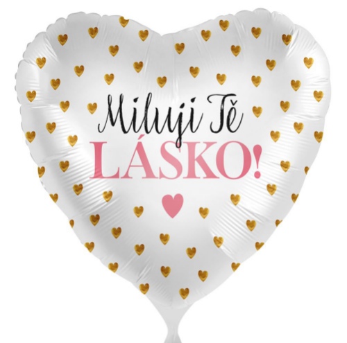 Levně Foliový balonek Miluji tě lásko - zlatá srdíčka CZ - 43cm
