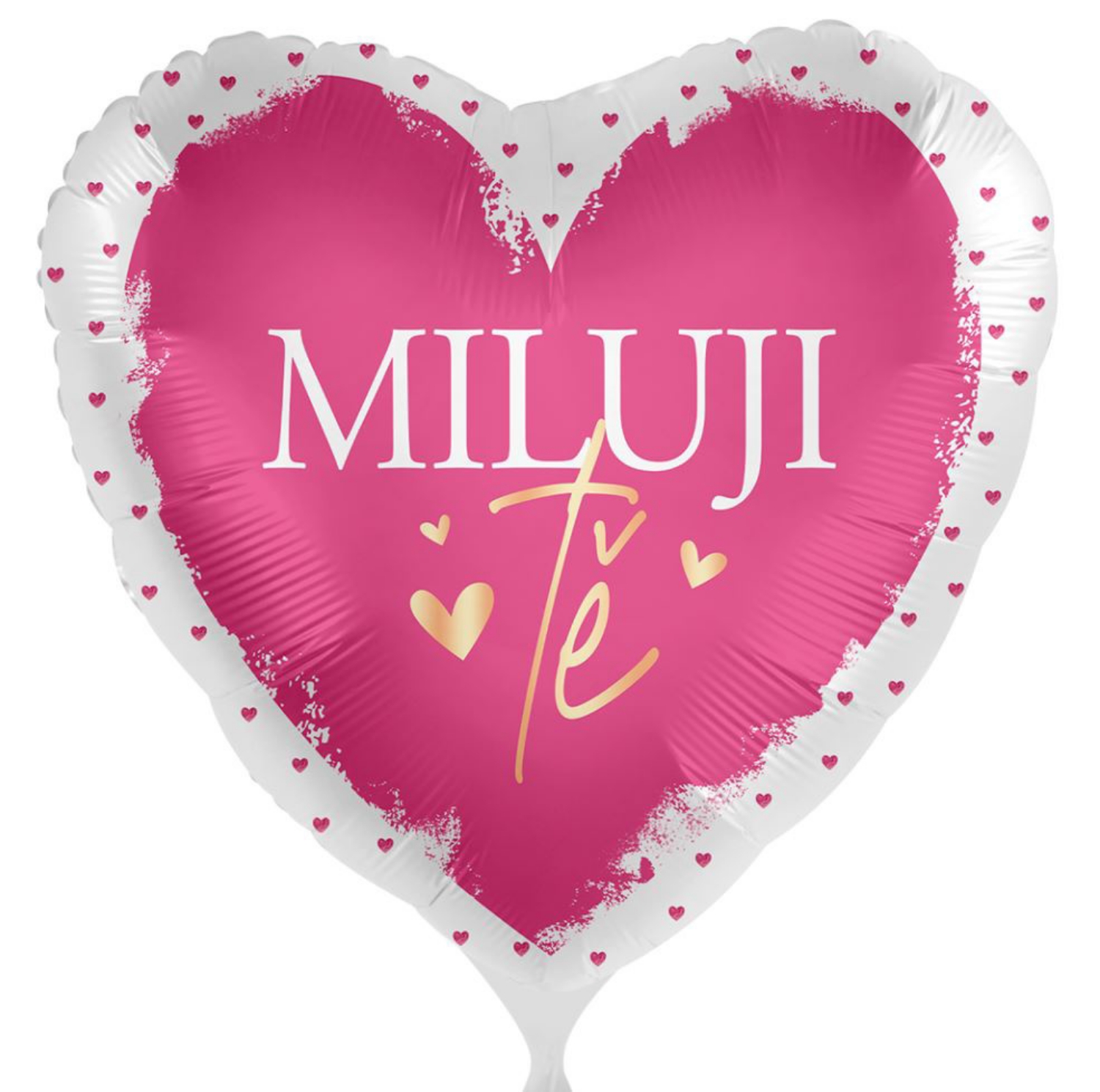 Foliový balonek Miluji tě - růžová srdíčka CZ - 43cm