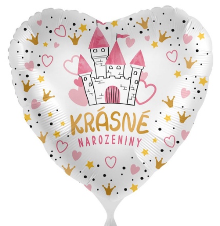 Obrázek Foliový balonek Krásné narozeniny - Princeznovský hrad CZ - 43cm