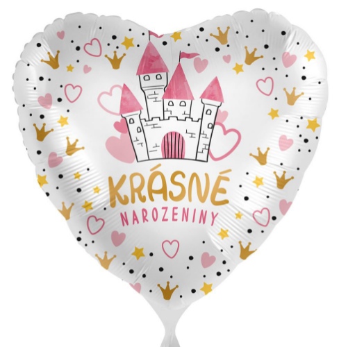 Levně Foliový balonek Krásné narozeniny - Princeznovský hrad CZ - 43cm