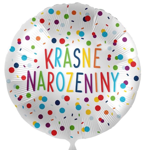 Obrázek z Foliový balonek Krásné narozeniny - barevné puntíky CZ - 43cm 