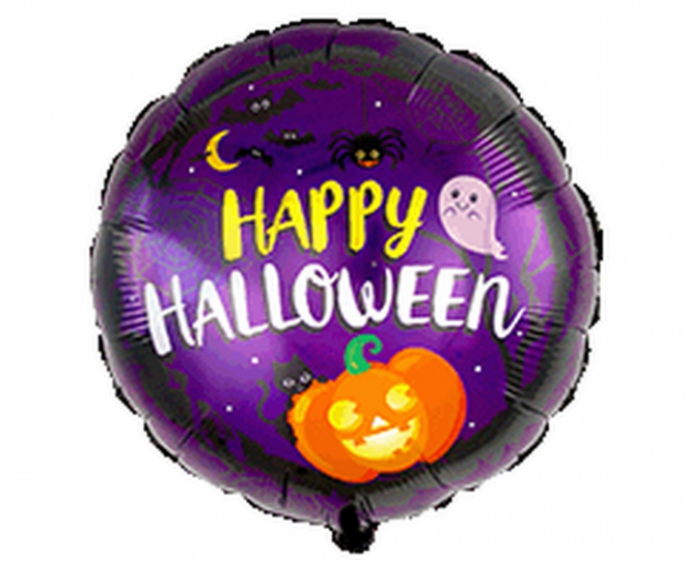 Obrázok z Fóliový balónik Happy Halloween - fialový 45 cm