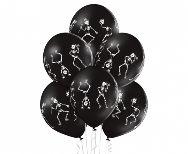 Obrázok z Latexové balóniky Halloween - tancujúce kostlivce 30 cm - 6 ks