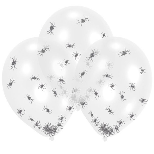 Obrázek z Latexové balonky Halloween plněné pavouky - 28cm - 4 ks 
