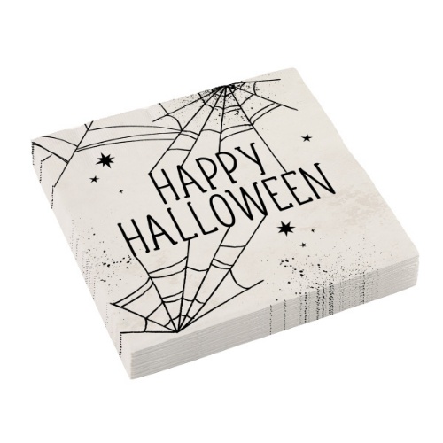 Levně Papírové party ubrousky Happy Halloween - pavučiny 33x33cm, 16 ks
