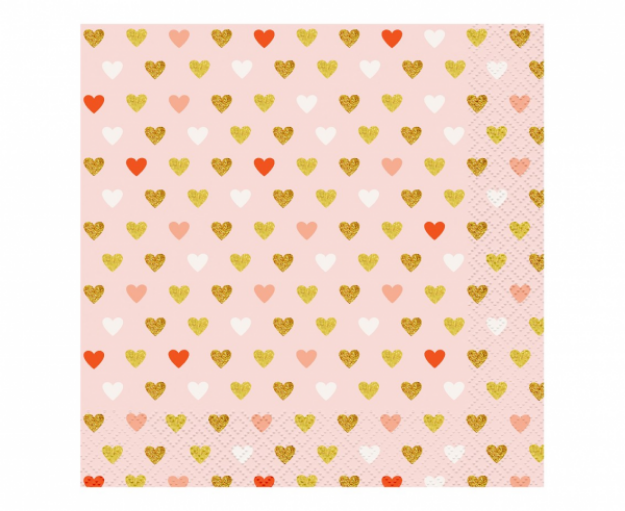 Obrázok z Papierové obrúsky ružové - farebné srdiečka 20 ks