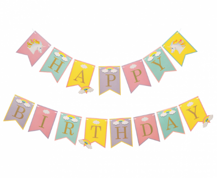 Obrázok z Vlajočková girlanda Jednorožec - Happy Birthday 2x 200 cm