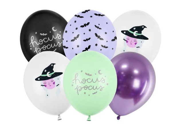 Obrázek z Latexové balonky Halloween - Hocus Pocus - čarodějnice 30 cm - 6 ks 