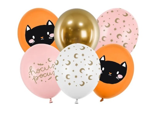 Latexové balonky Halloween - Hocus Pocus - kočička 30 cm - 6 ks